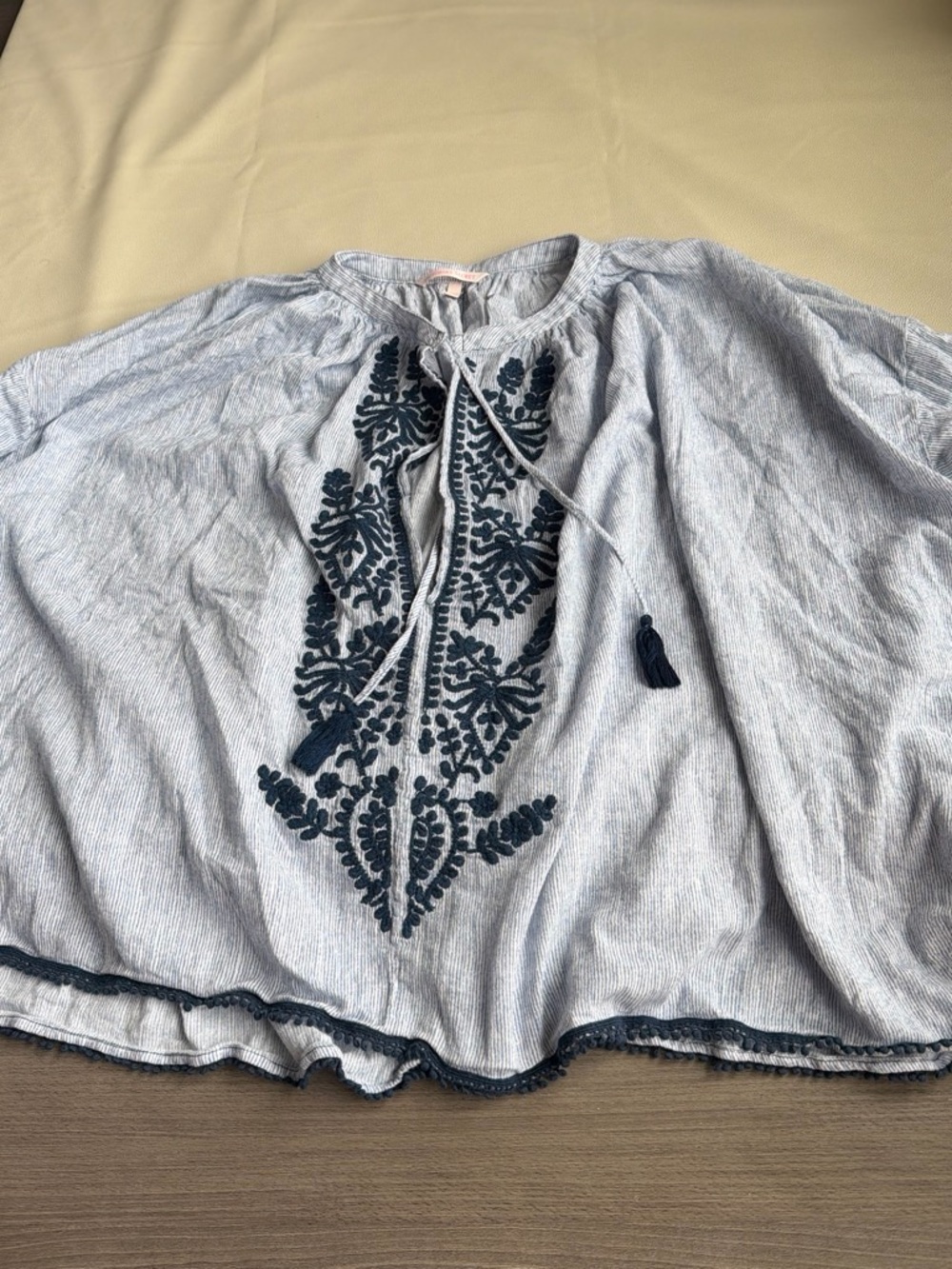 Victoria's Secret Light Blue Mini Dress with Navy Embroidery